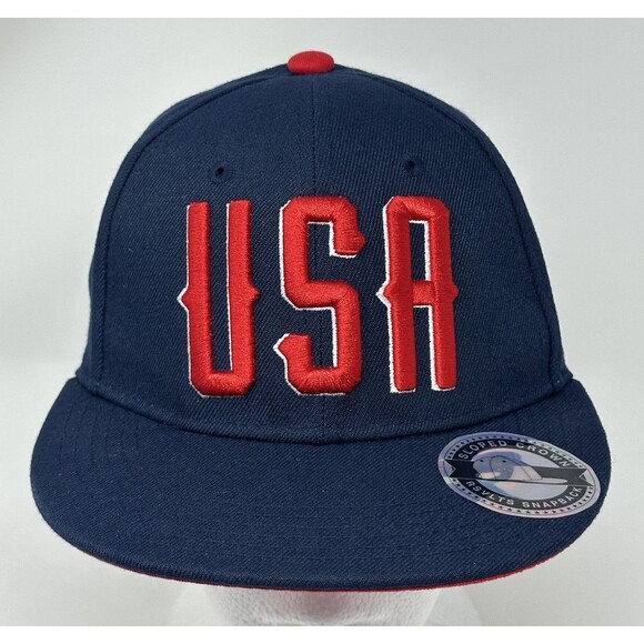 RSVLTS Sloped Crown USA United States of America Blue USA Snapback Hat Cap OSFA - Picture 2 of 9